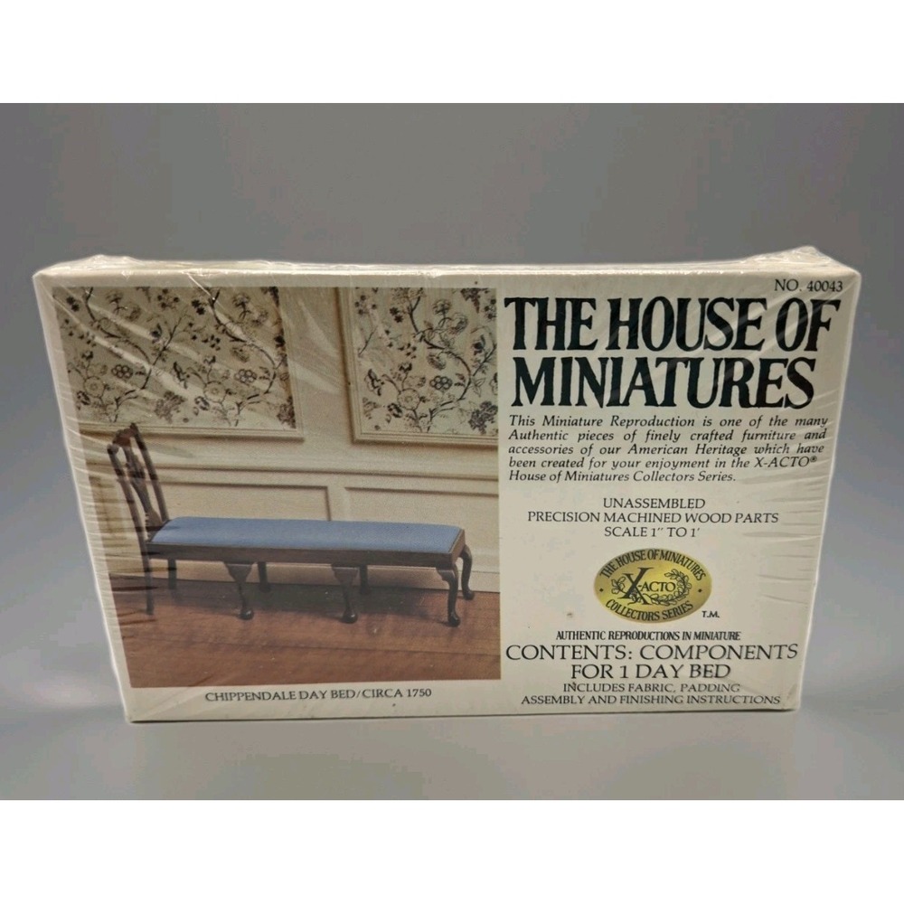 X-Acto House of Miniatures Chippendale Day Bed Kit 40043 Sealed VTG‎